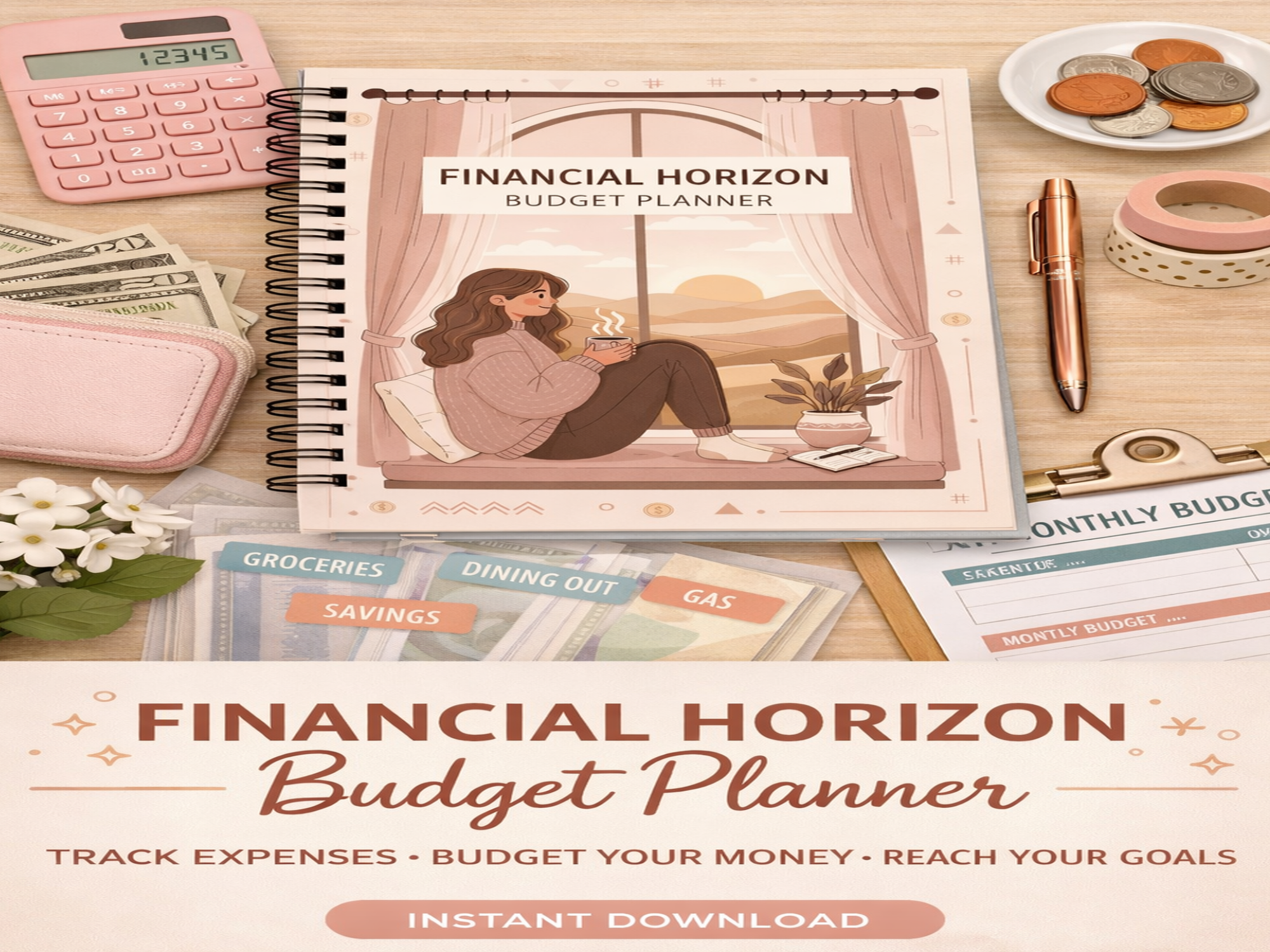Minimalist Budget Planner Canva Template