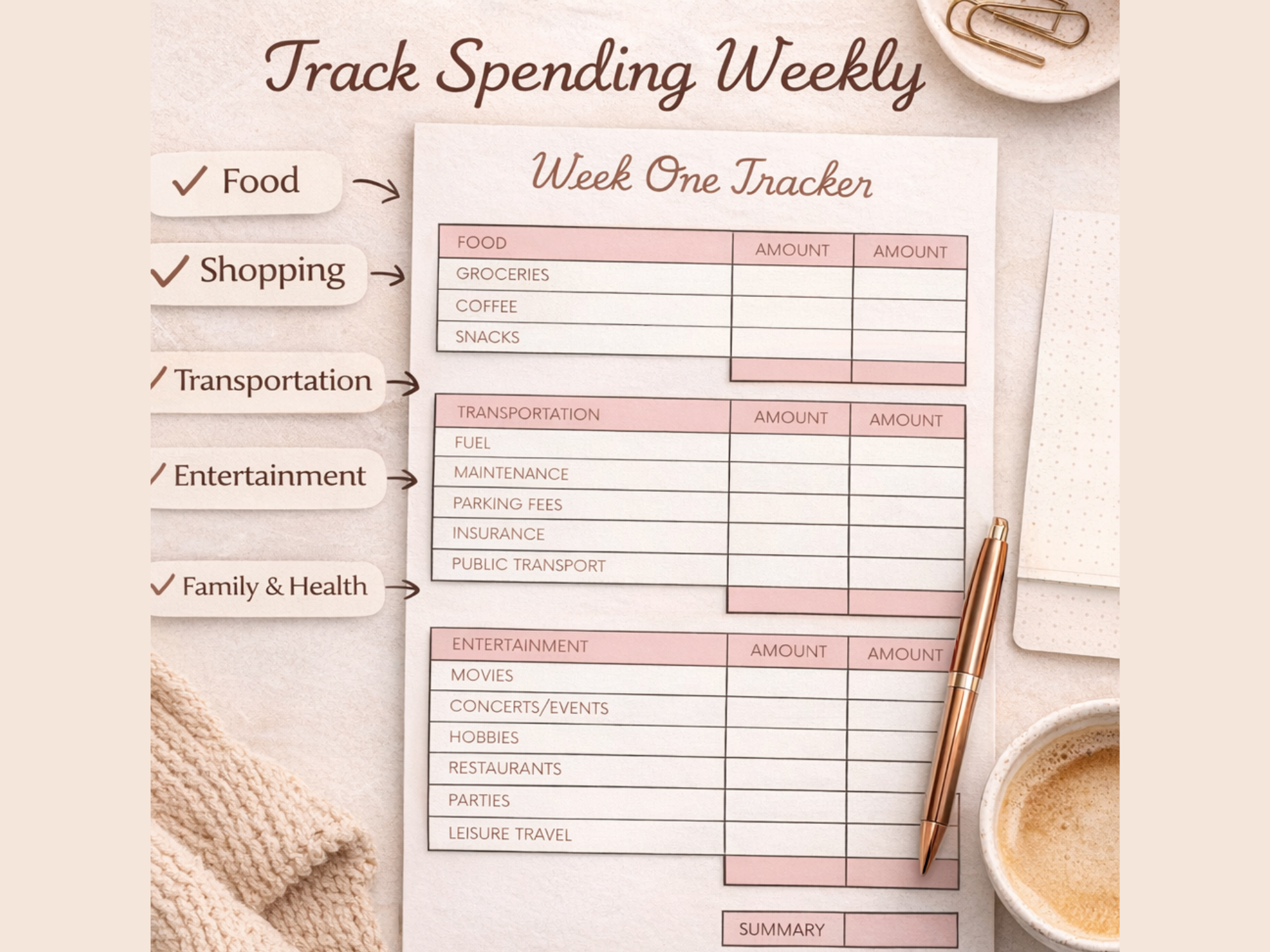 Minimalist Budget Planner Canva Template