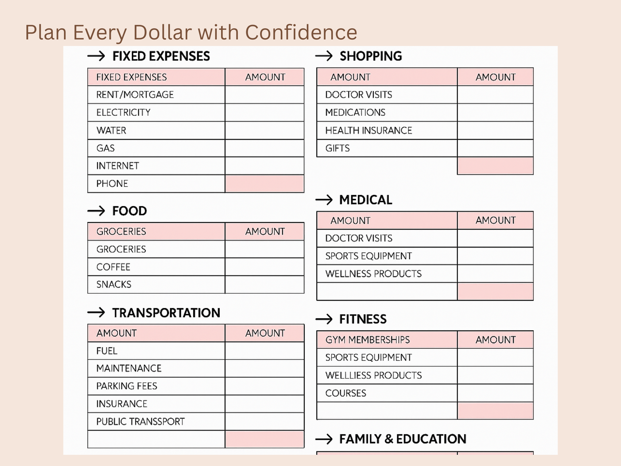 Minimalist Budget Planner Canva Template